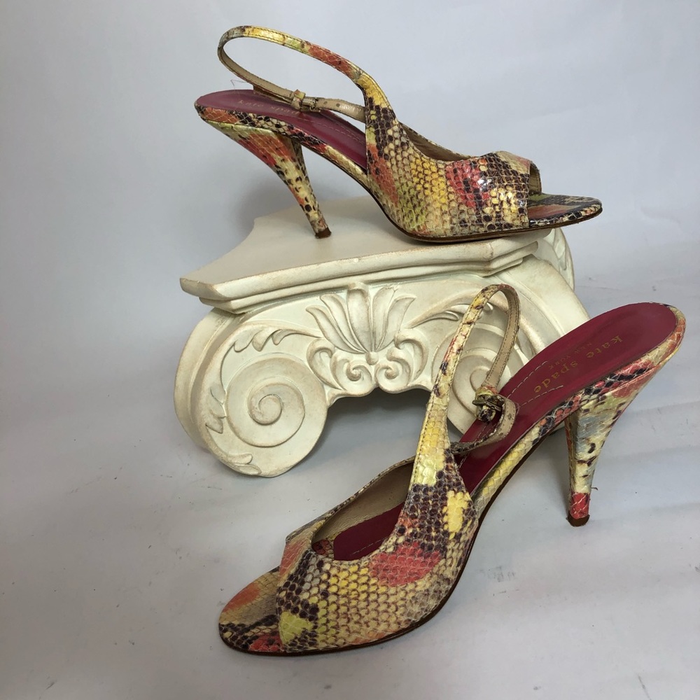 Kate Spade Colorful Snakeskin Strappy Heels